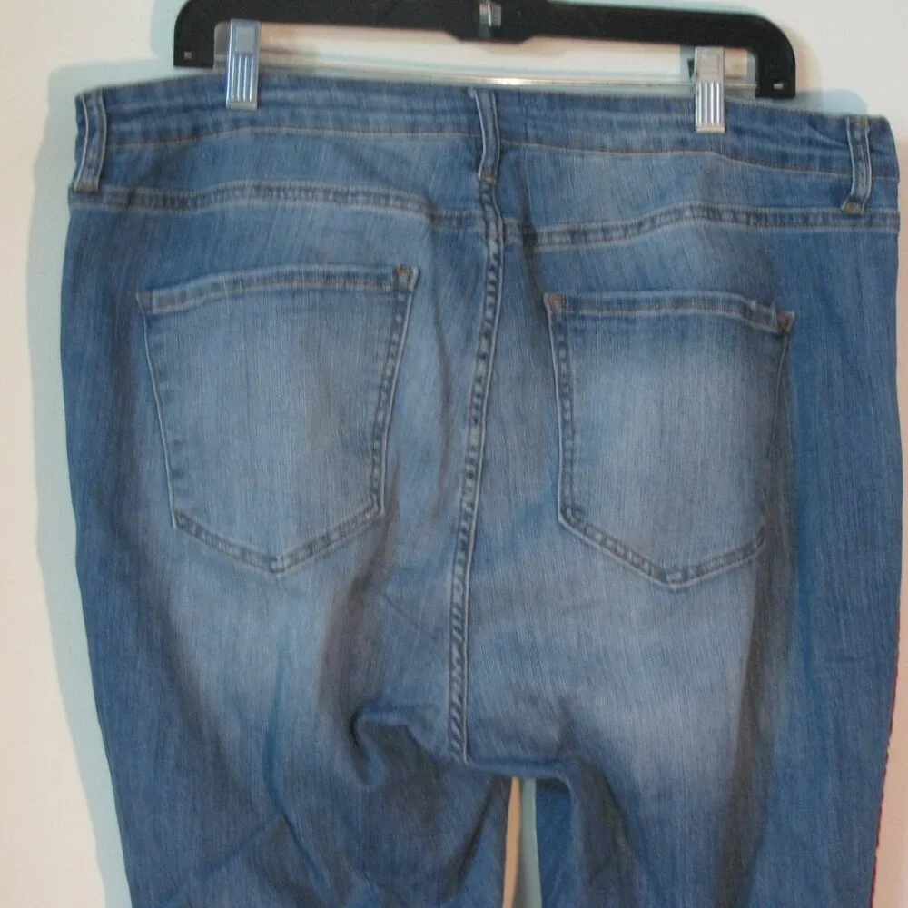 Ms Cello Jeans Size 22 Plus Casual Destroyed Ripped Fringe Hems Stripe  Striping - Picture 5 of 6